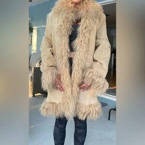 VTG BOHO SEEU LEATHER AND FUR SHAGGY JACKET